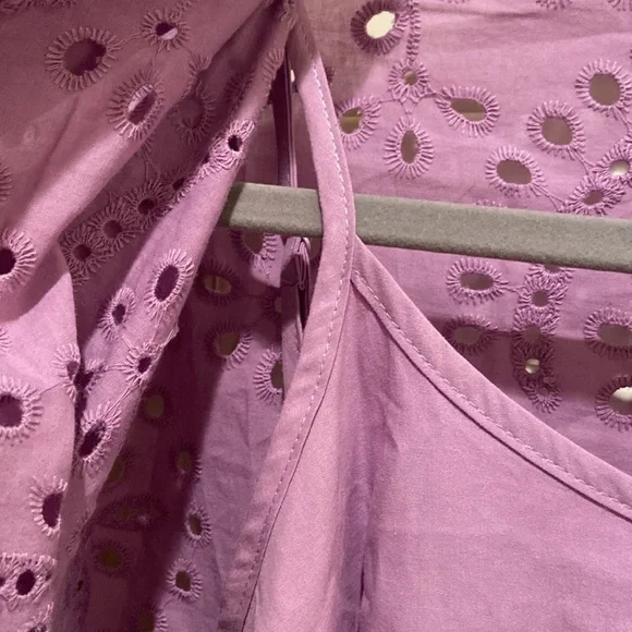 Embroidery Eyelet Shirt Dress Button Down Long Sleeve  Mini Shirt Dress new - Picture 6 of 7